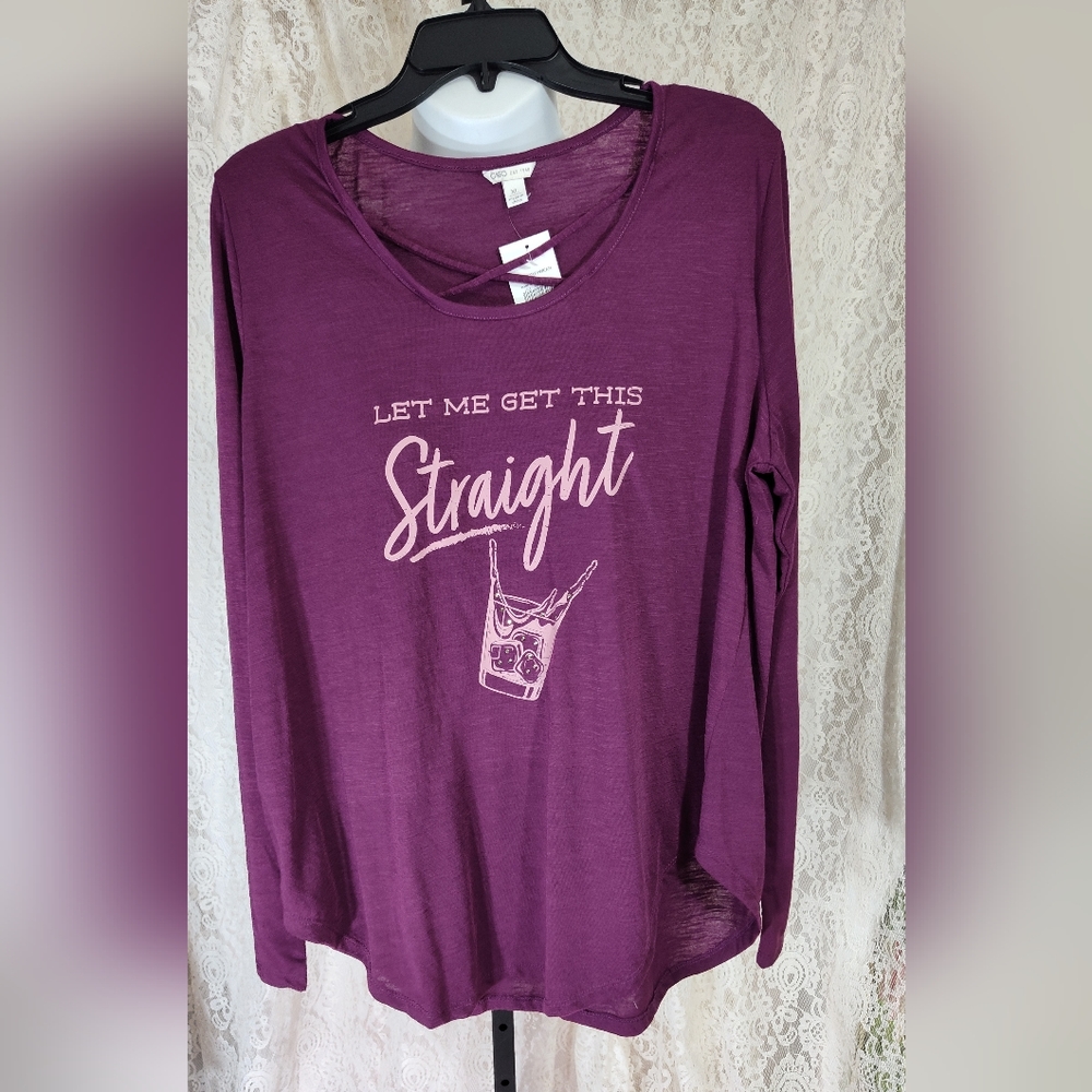 "Let Me Get This Straight" Purple Top Size XL NWT